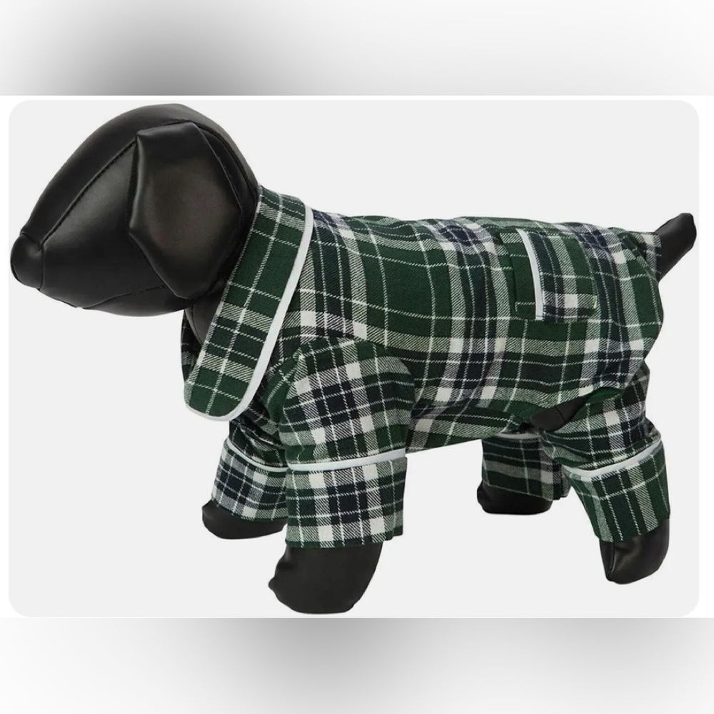 Fab Dog Flannel Dog Pajamas, 20”- Green/Blue